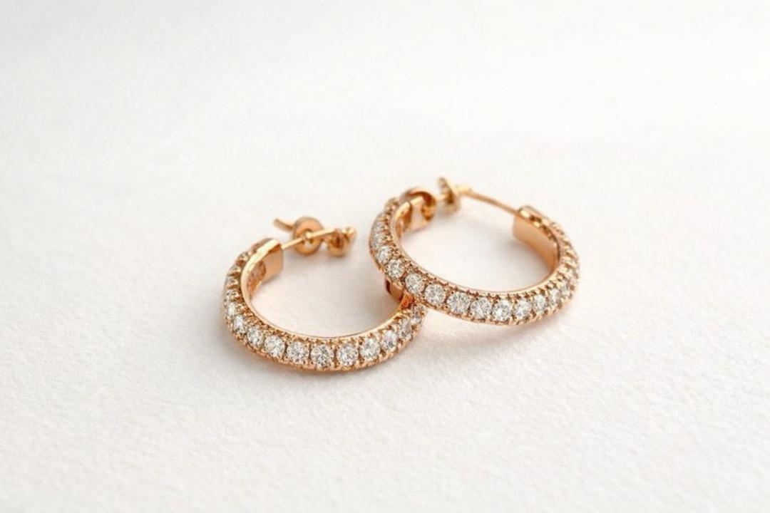 Rose Gold Diamond Hoops