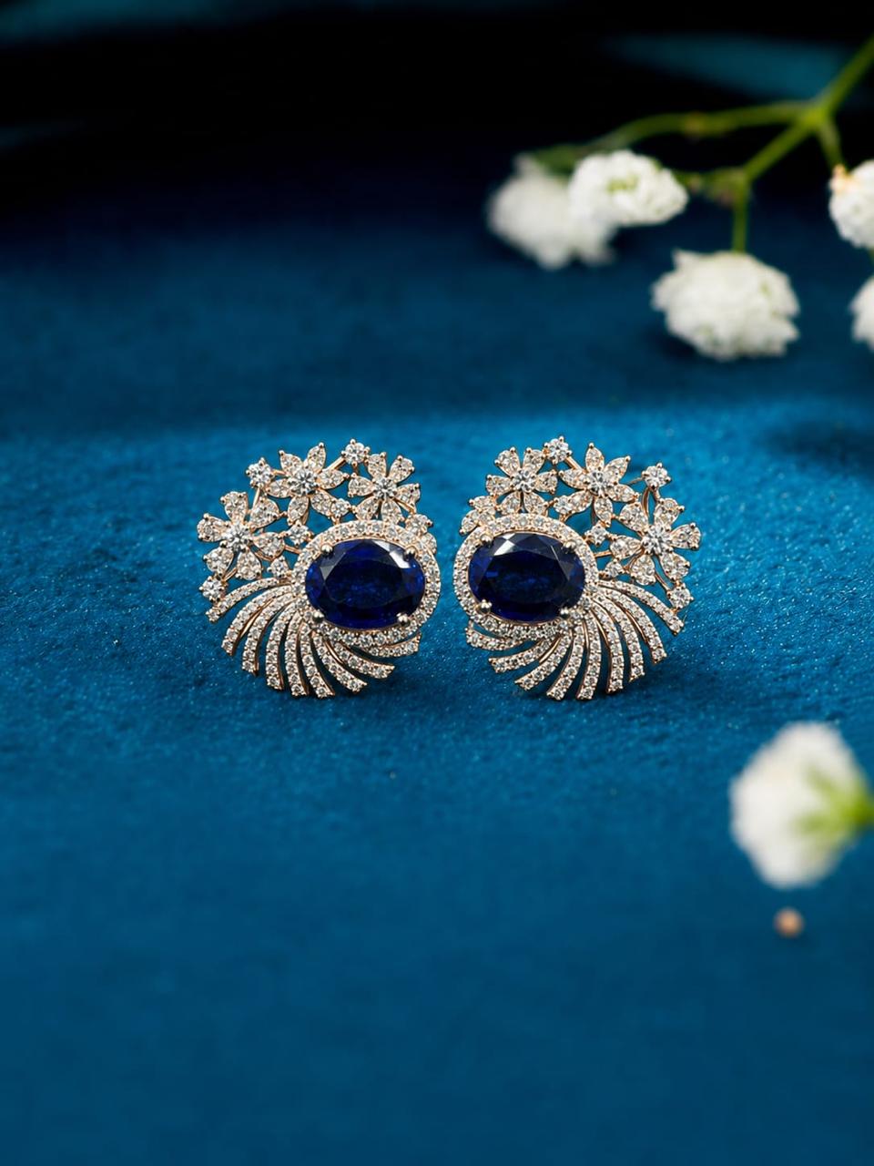 Luxury Blue Stone Party Wear Earrings