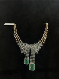 Diamond and Emerald Droplet Necklace